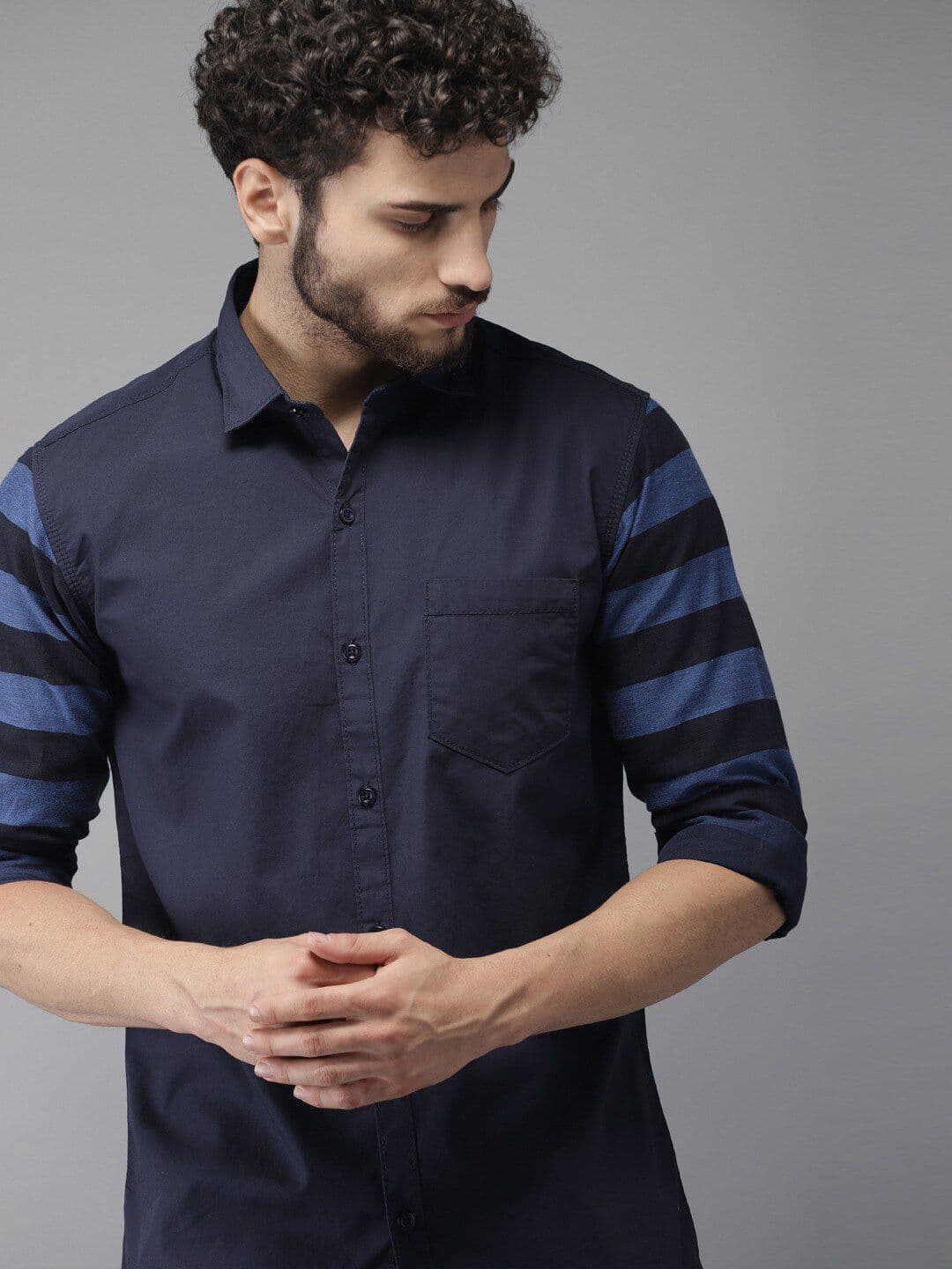 CAHOOT Men Navy Blue Classic Opaque Casual Shirt - view 1