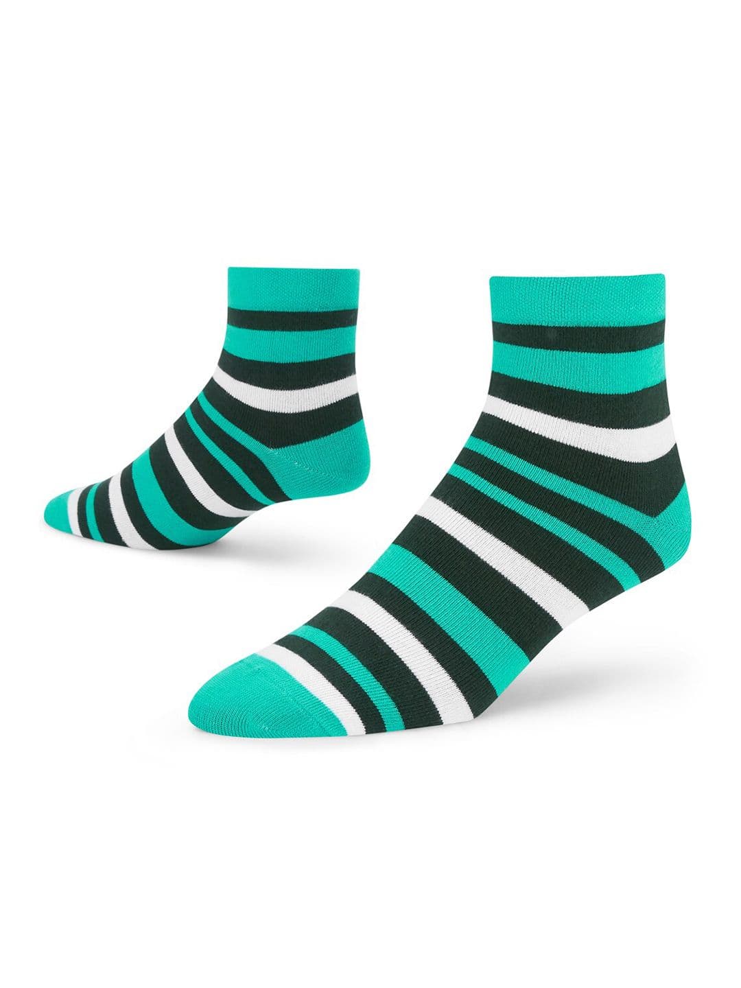 Dynamocks Unisex Green & White Striped Ankle-Length Socks - view 1