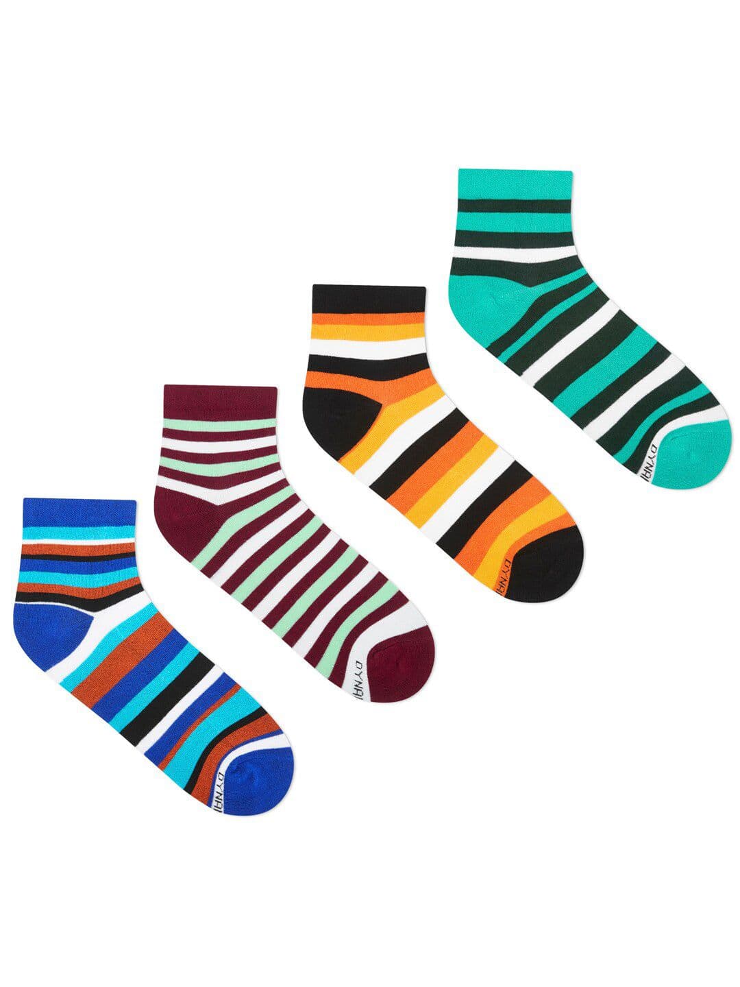 Dynamocks Unisex Pack Of 4 Multicoloured Striped Ankle-Length Socks - view 1