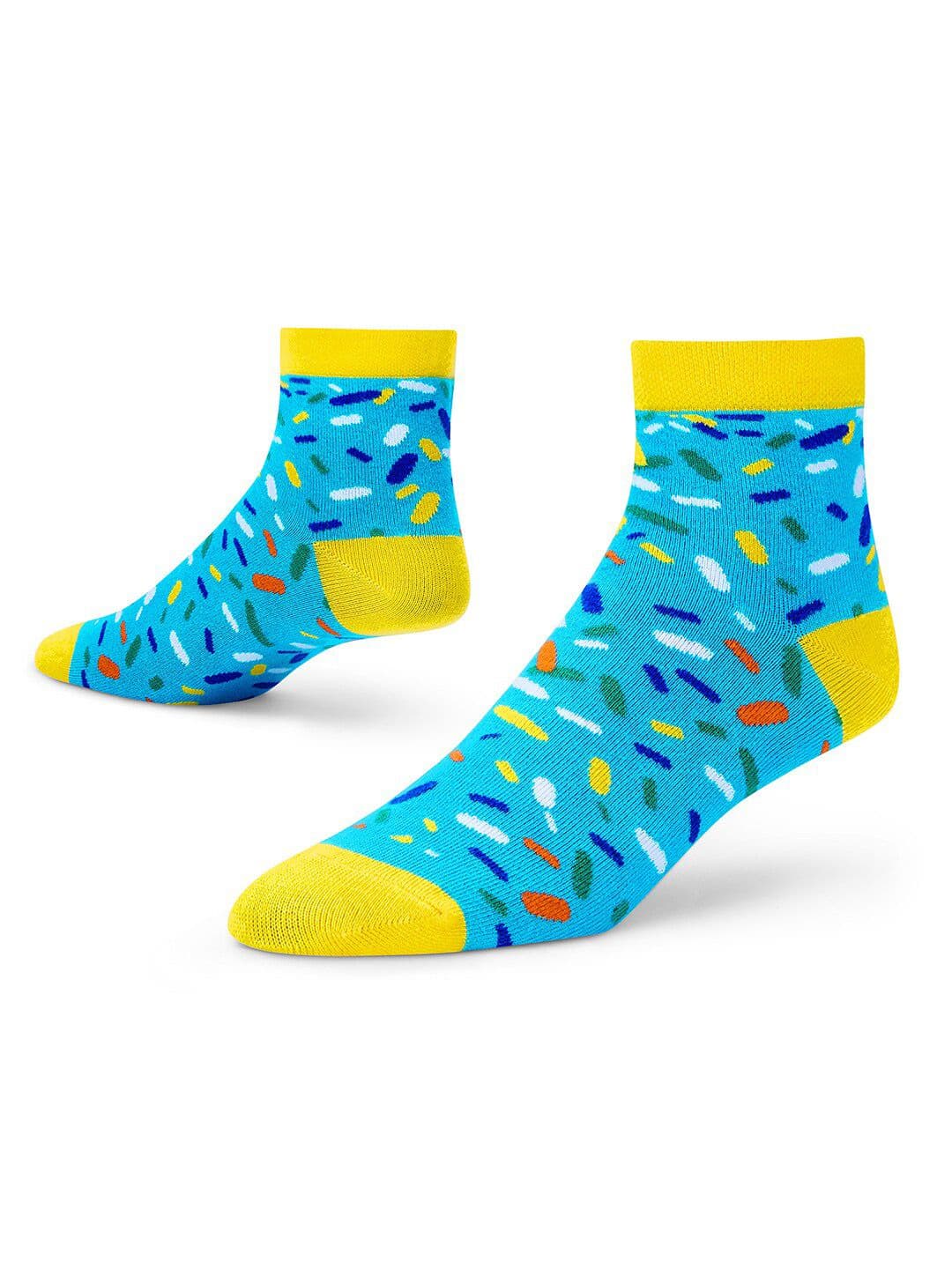 Dynamocks Adults Blue & Yellow Patterned Ankle-Length Socks - view 1
