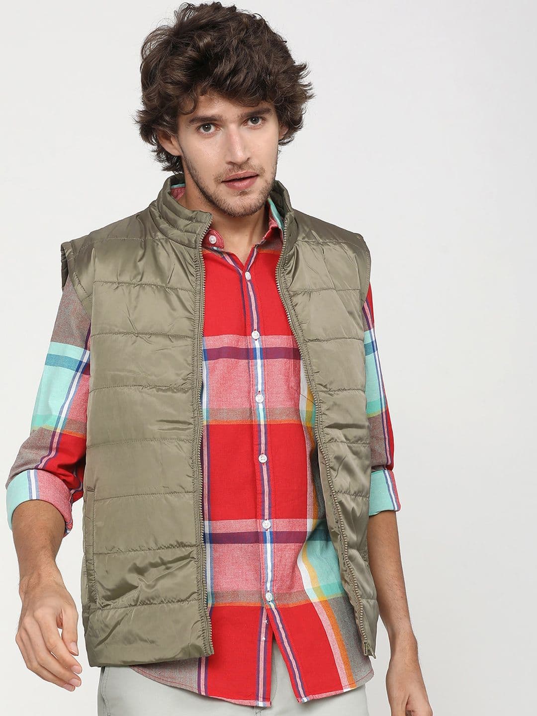 HIGHLANDER Men Brown Checked Padded Jacket - view 1