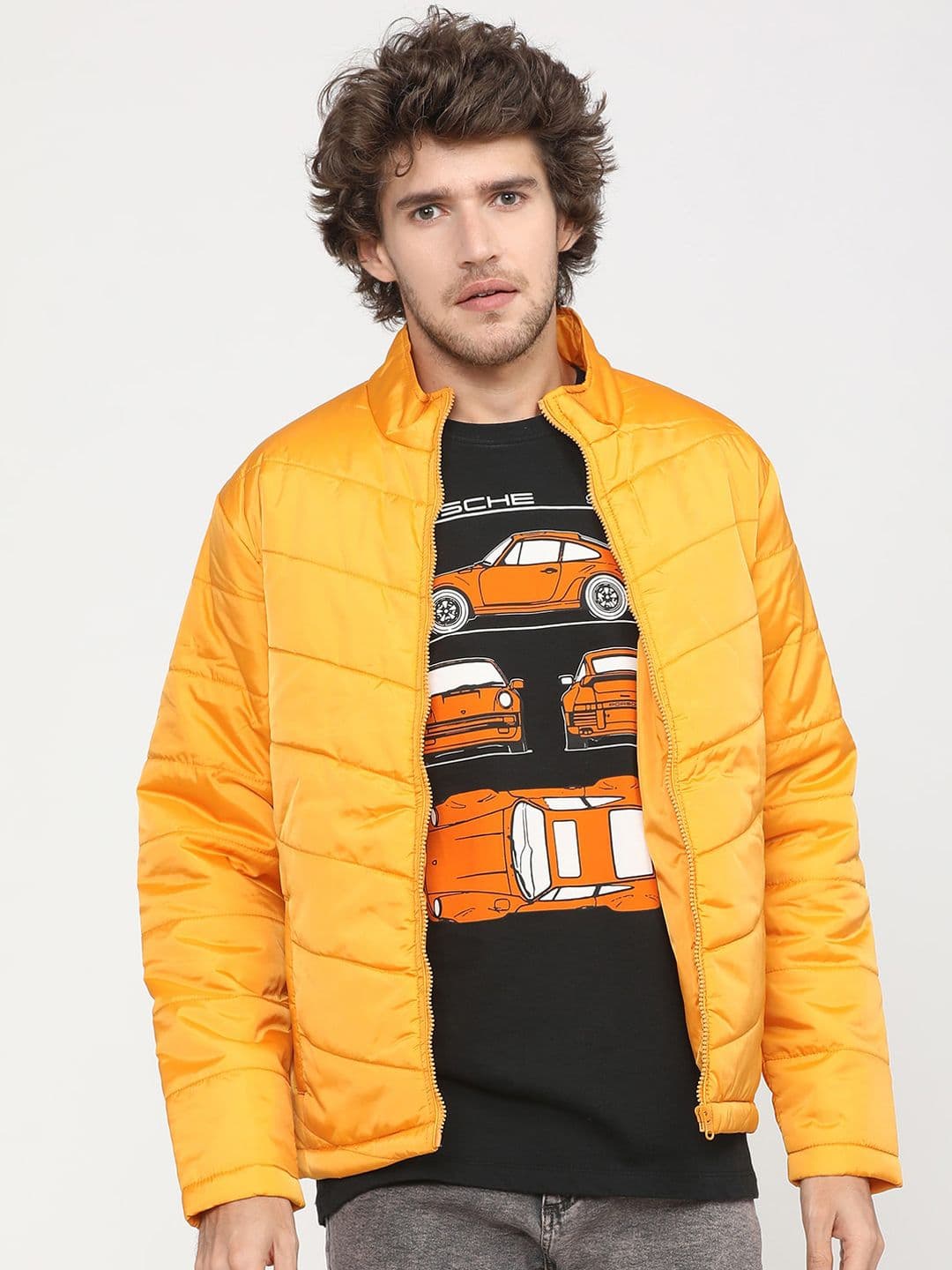 HIGHLANDER Men Yellow Solid Puffer Jacket - view 1