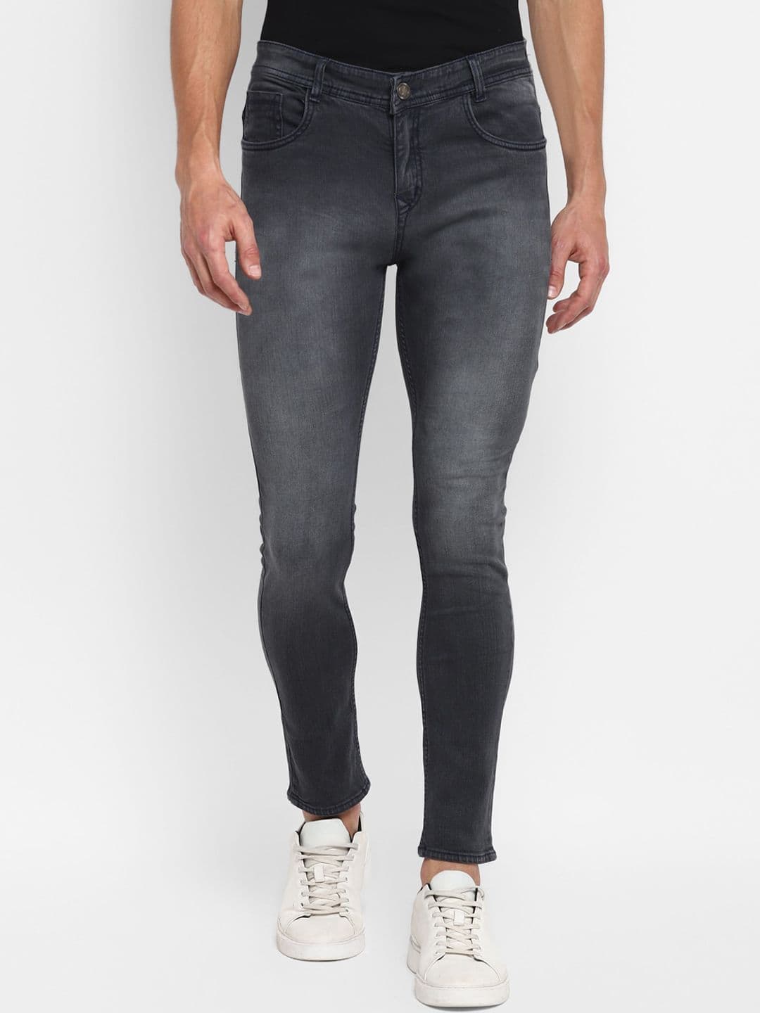 Routeen Men Grey Slim Fit Heavy Fade Stretchable Jeans - view 1