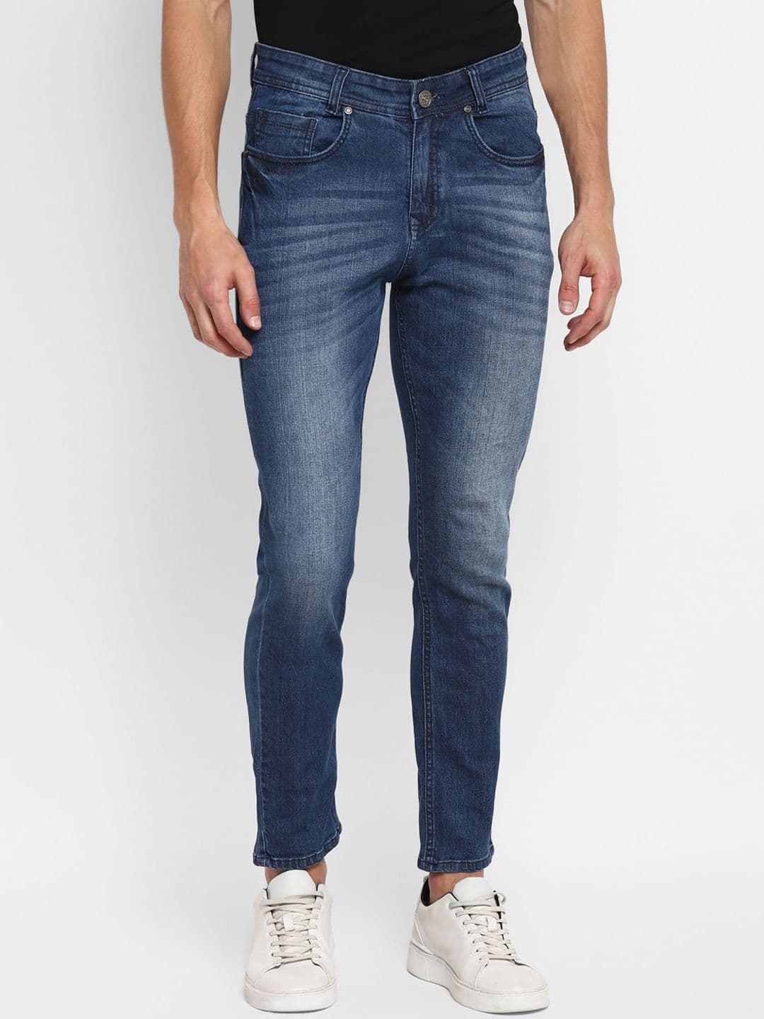 Routeen Men Blue Slim Fit Heavy Fade Stretchable Jeans - view 1