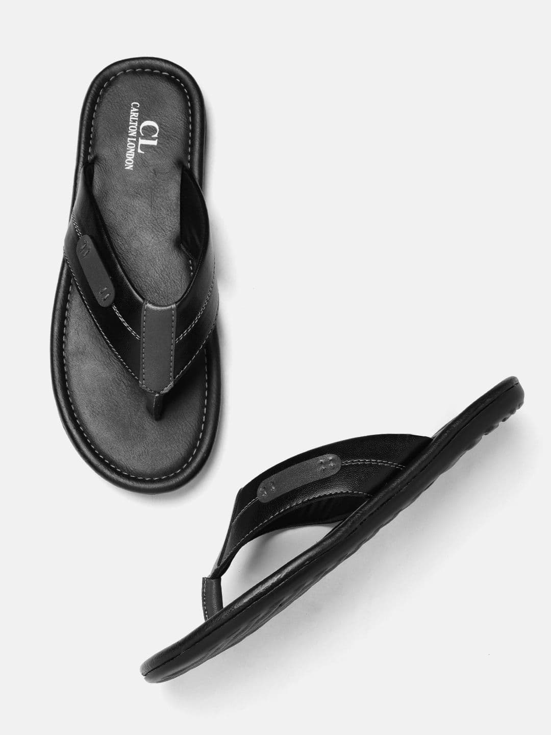 Carlton London Men Black Solid Comfort Sandals - view 1