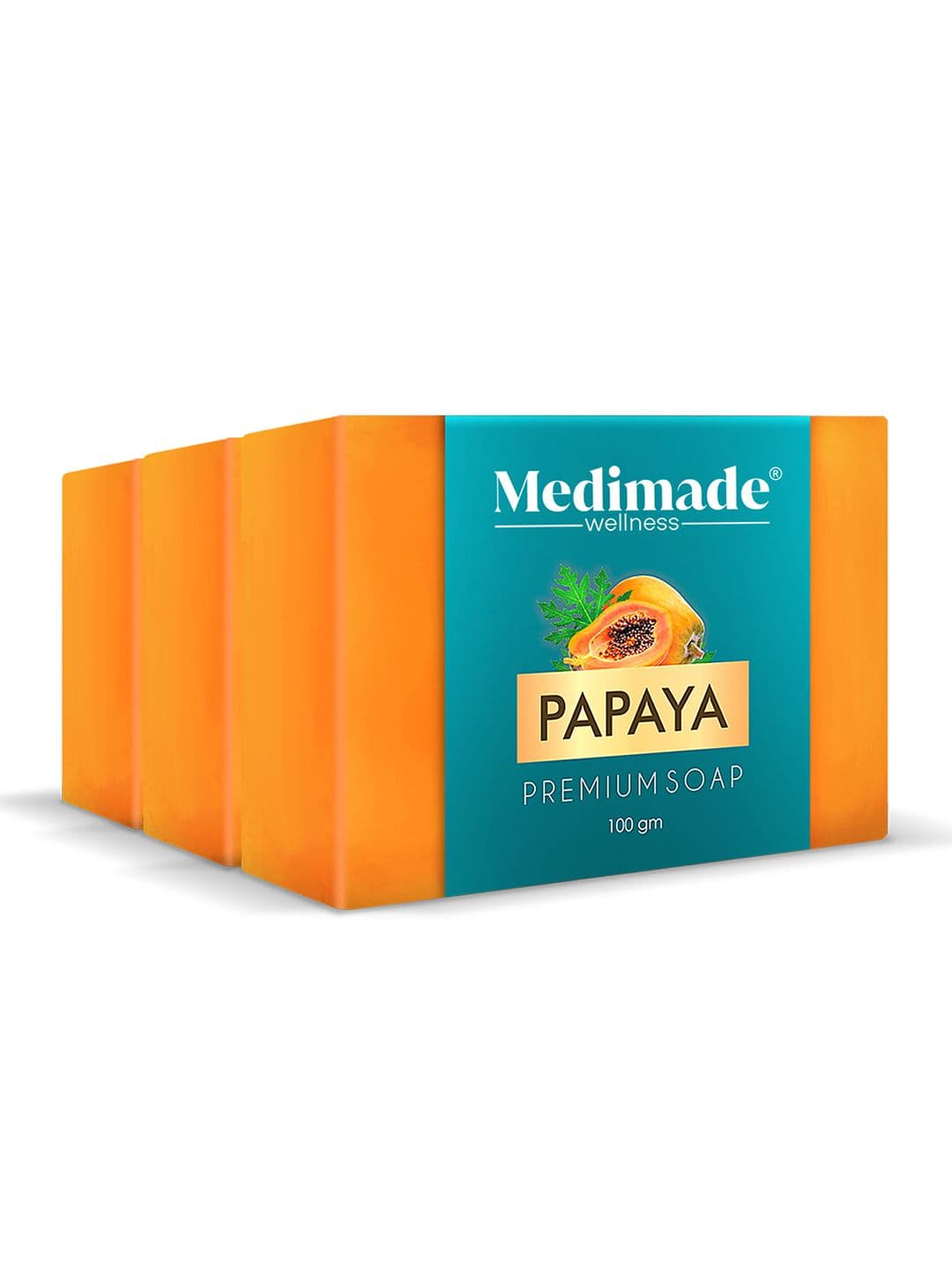 Medimade Set Of 3 Papaya Premium Beauty Soap For Youthful & Radiant Skin - 100 g Each - view 1