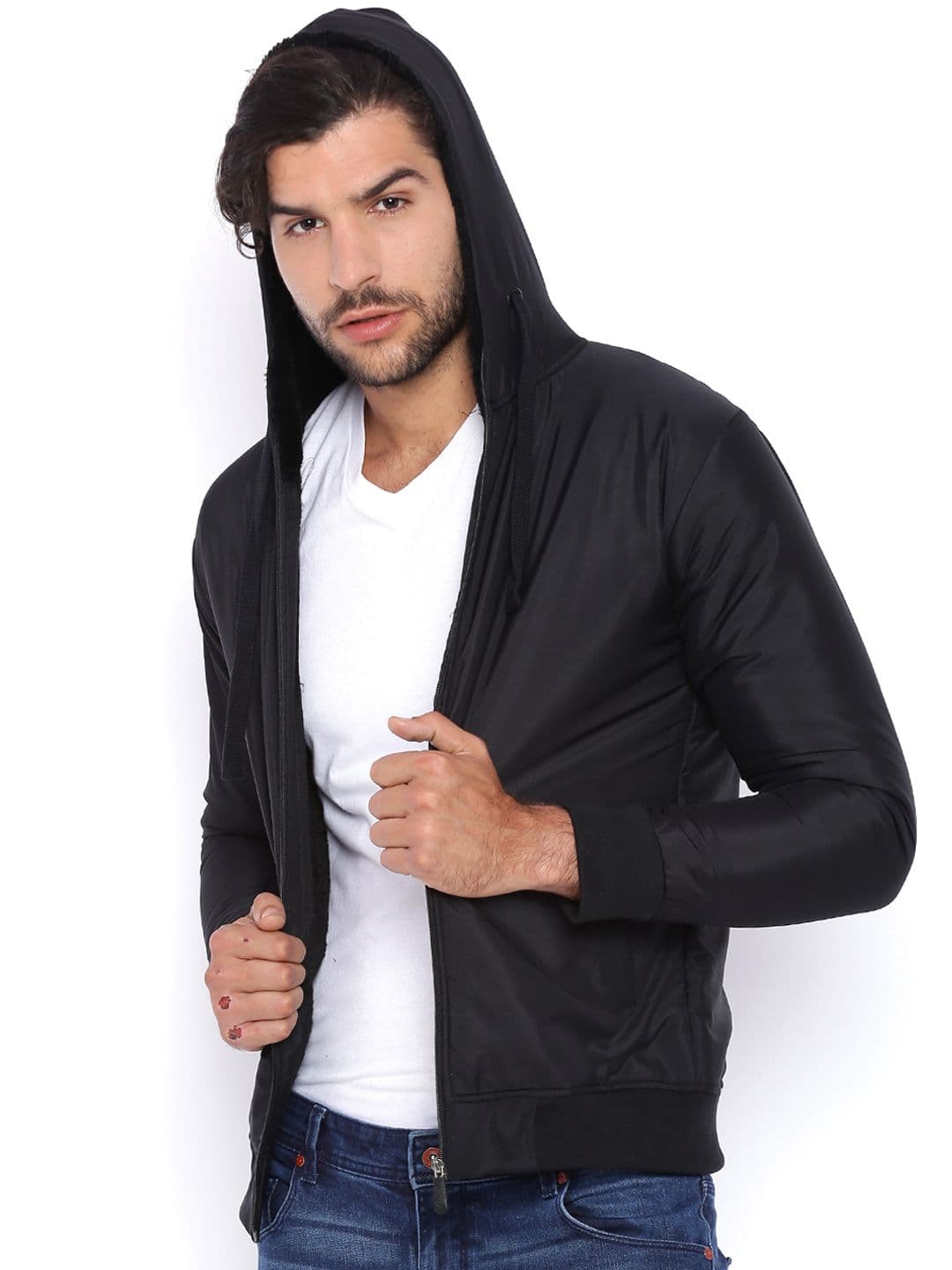 CAHOOT Black Hooded Bomber Jacket - view 1