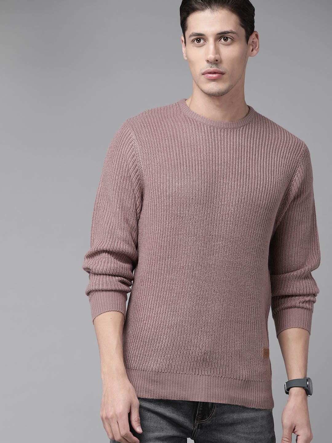 The Roadster Lifestyle Co Men Mauve Solid Pullover - view 1