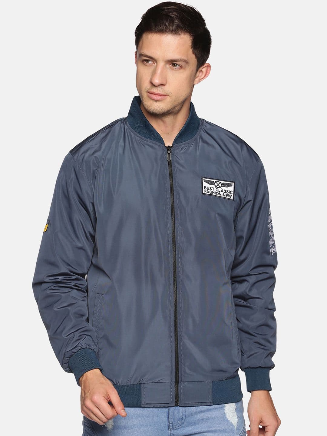 SHOWOFFFF Men Blue Windcheater Outdoor Bomber Jacket - view 1