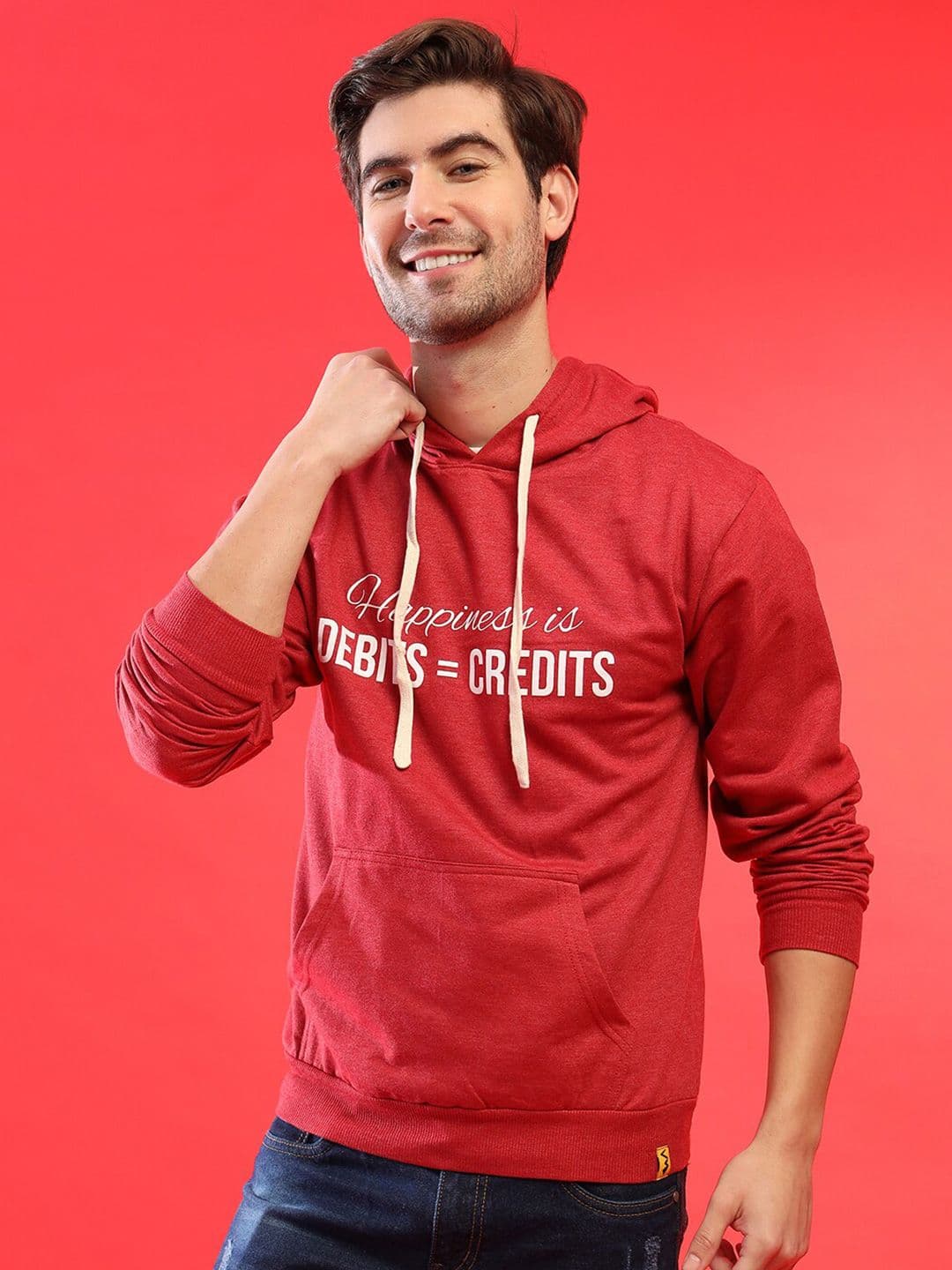 CAHOOT Men Maroon Printed Hooded Sweatshirt - view 1