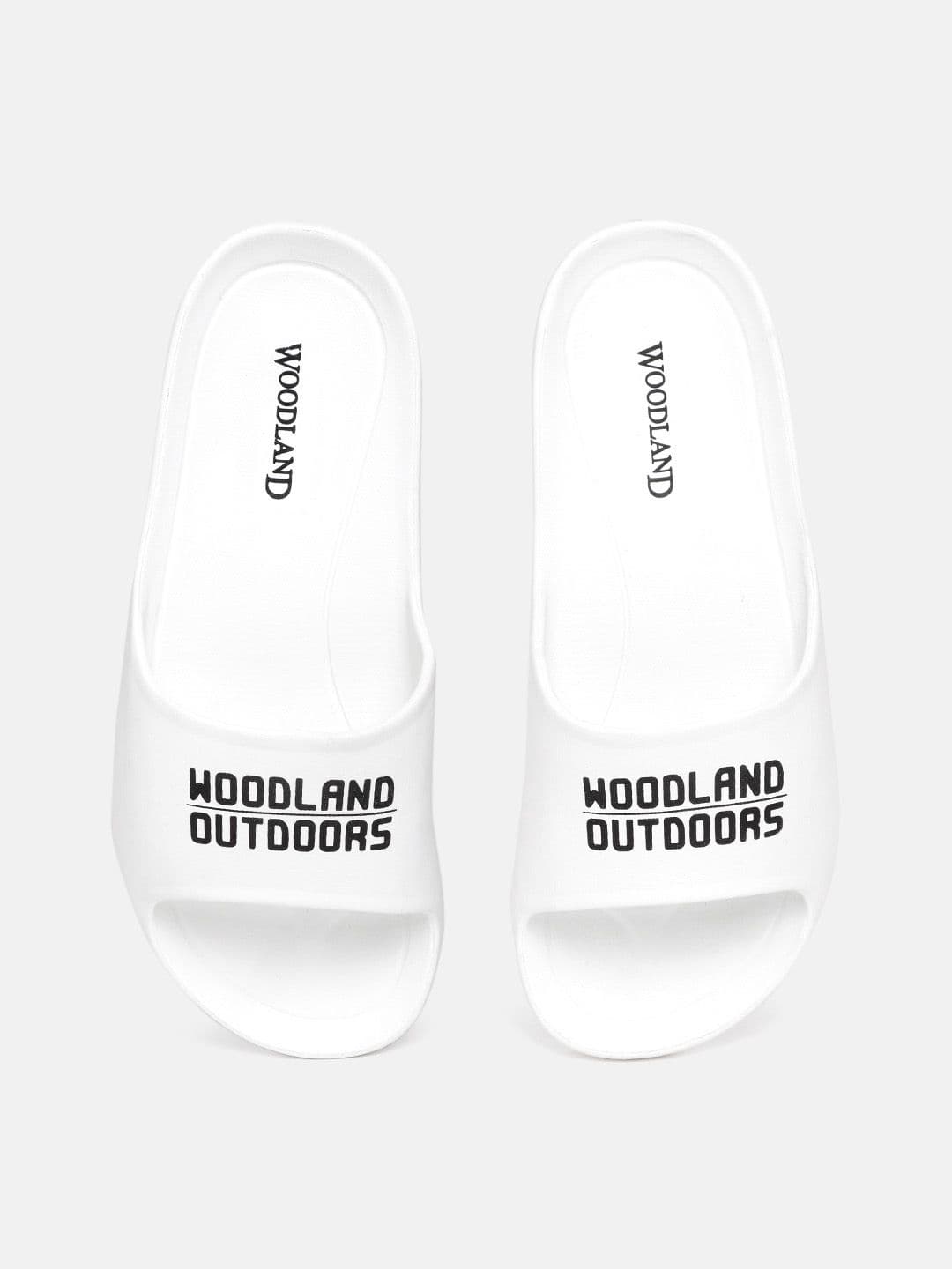 Woodland Men White & Black Brand Logo Print Sliders - view 1
