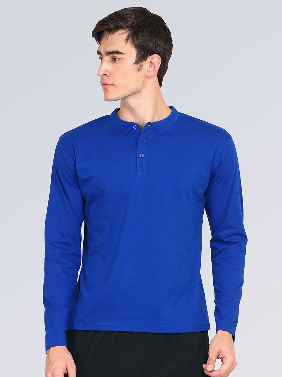 Appulse Men Blue Solid Mandarin Collar T-shirt - view 1