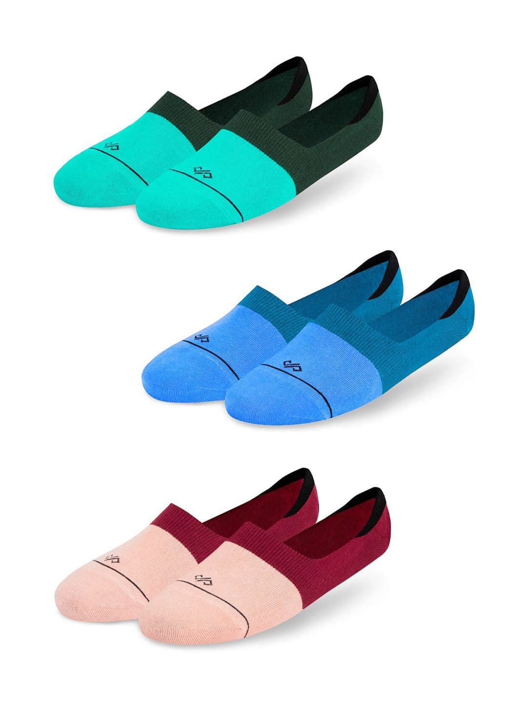 Dynamocks Pack of 3 Blue & Pink Patterned Shoe Liners - view 1