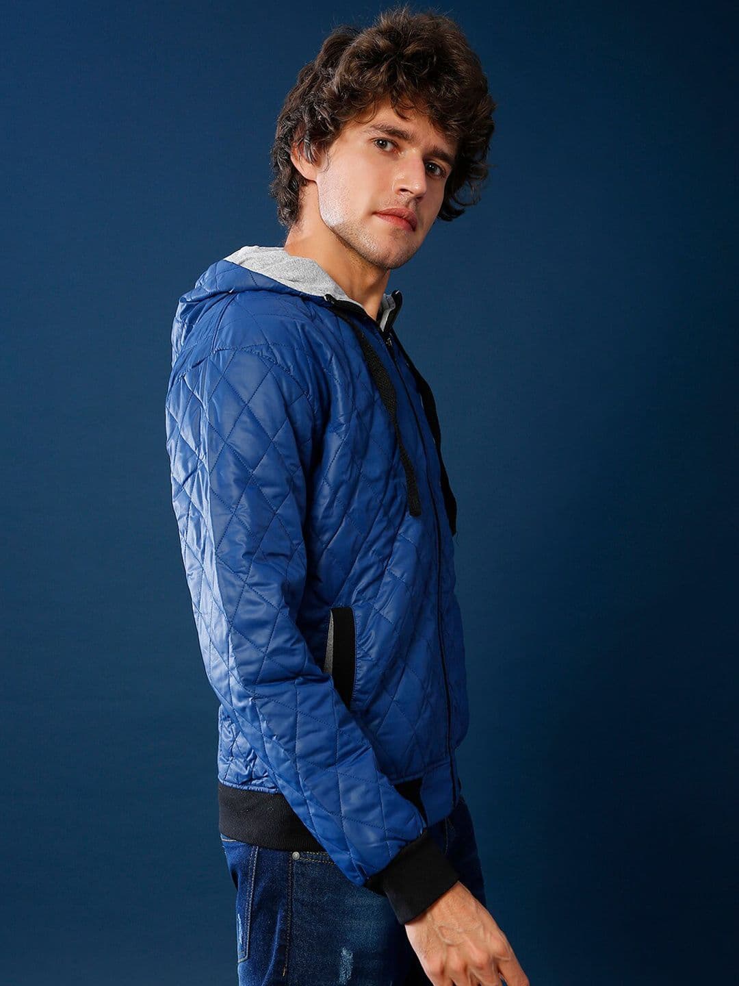 CAHOOT Men Blue Camouflage Lightweight Outdoor Quilted Jacket with Patchwork - view 1
