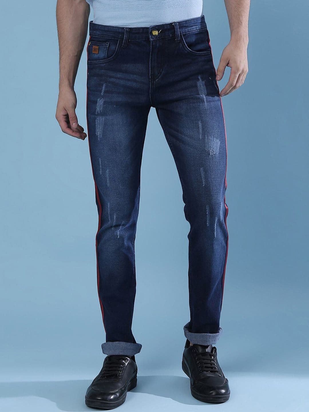 CAHOOT Men Blue Super Low Distress Light Fade Stretchable Jeans - view 1