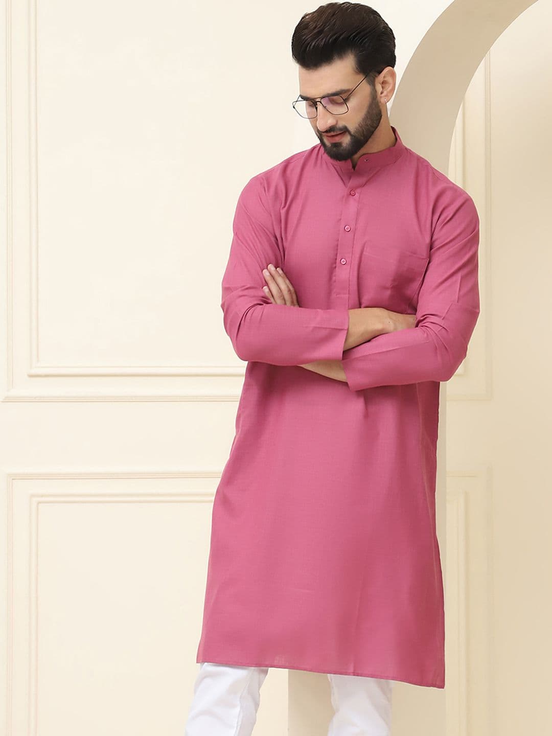SOJANYA Men Pink Kurta - view 1