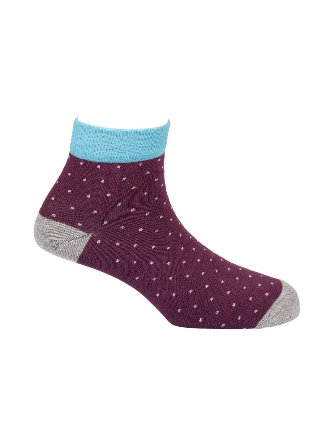 The Tie Hub Men Purple & Grey Polka Dot Ankle Length Socks - view 1