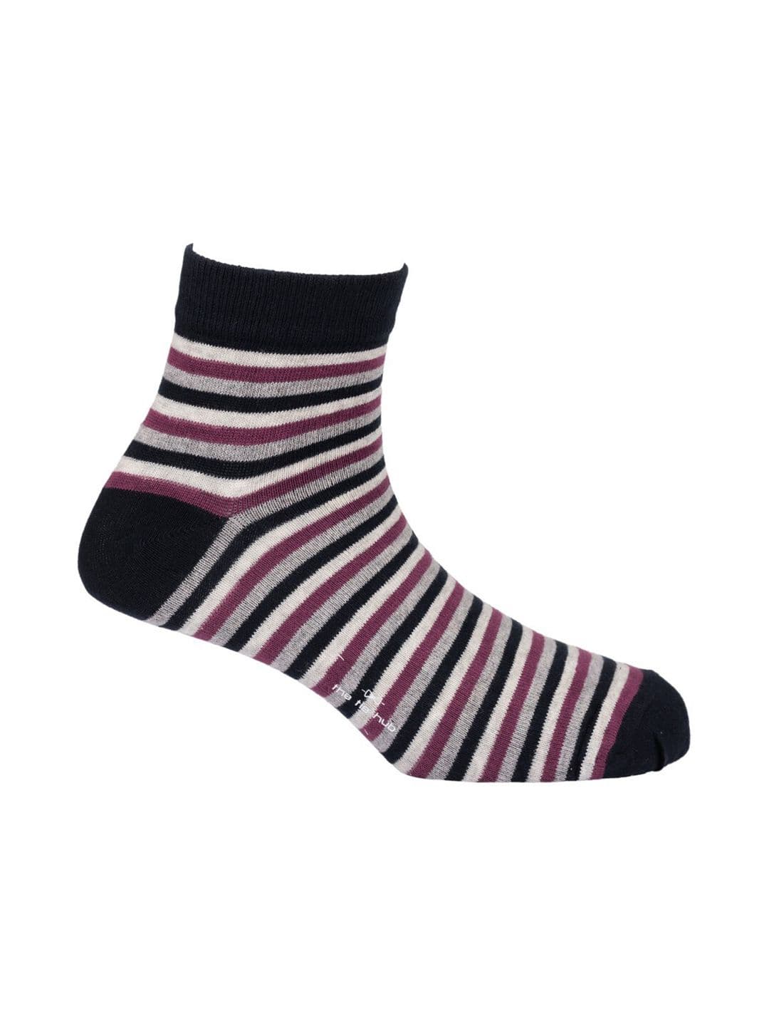 The Tie Hub Grey & Black Striped Ankle Length Socks - view 1