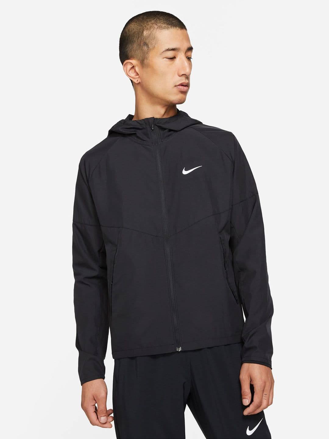 Nike Men Black Brand Logo Running Sporty Jacket - view 1