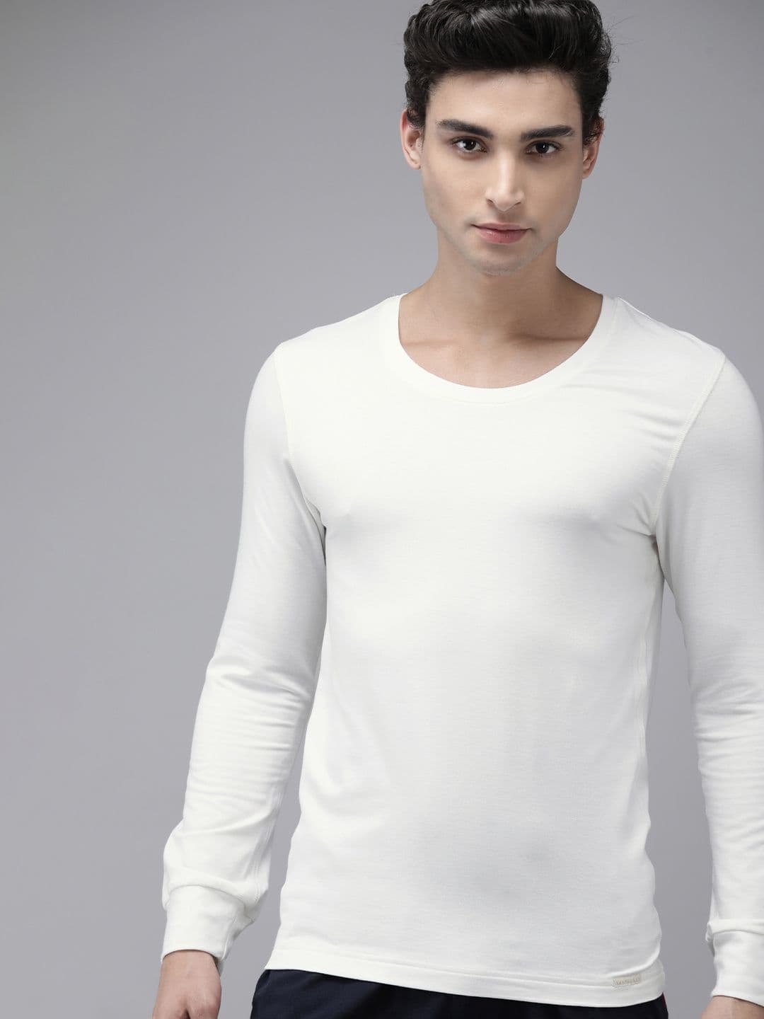 Van Heusen Innerwear Men Off White Solid Thermal T-shirt - view 1