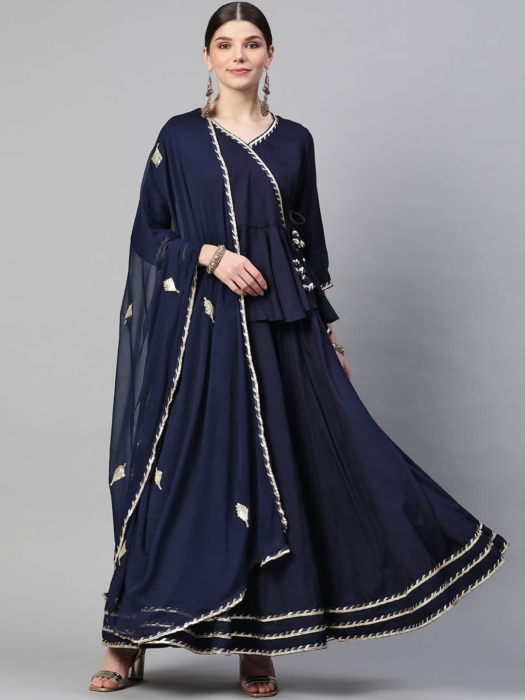 Divena Blue Ready to Wear Lehenga & Blouse With Dupatta - view 1