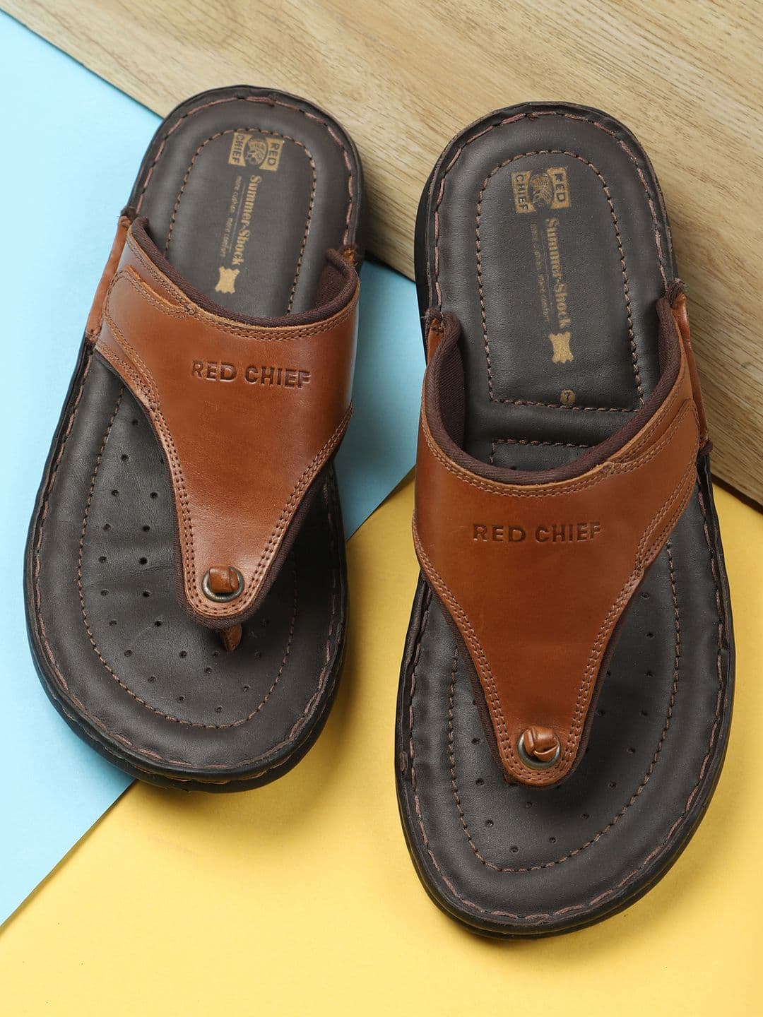 Red Chief Men Brown Thong Flip-Flops - view 1