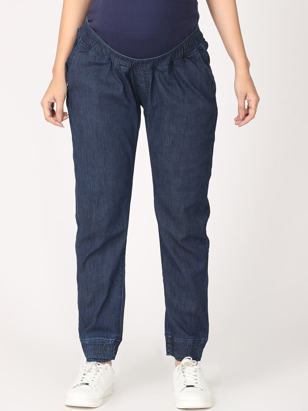The Mom Store Women Blue Jogger High-Rise Maternity Stretchable Jeans - view 1