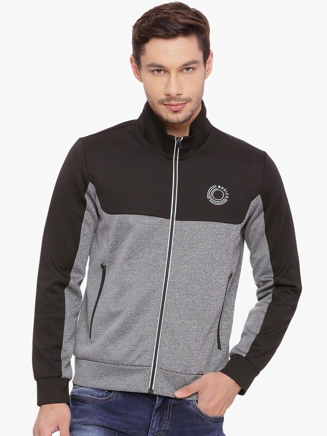 Basics Men Black Crop Bomber Jacket - view 1