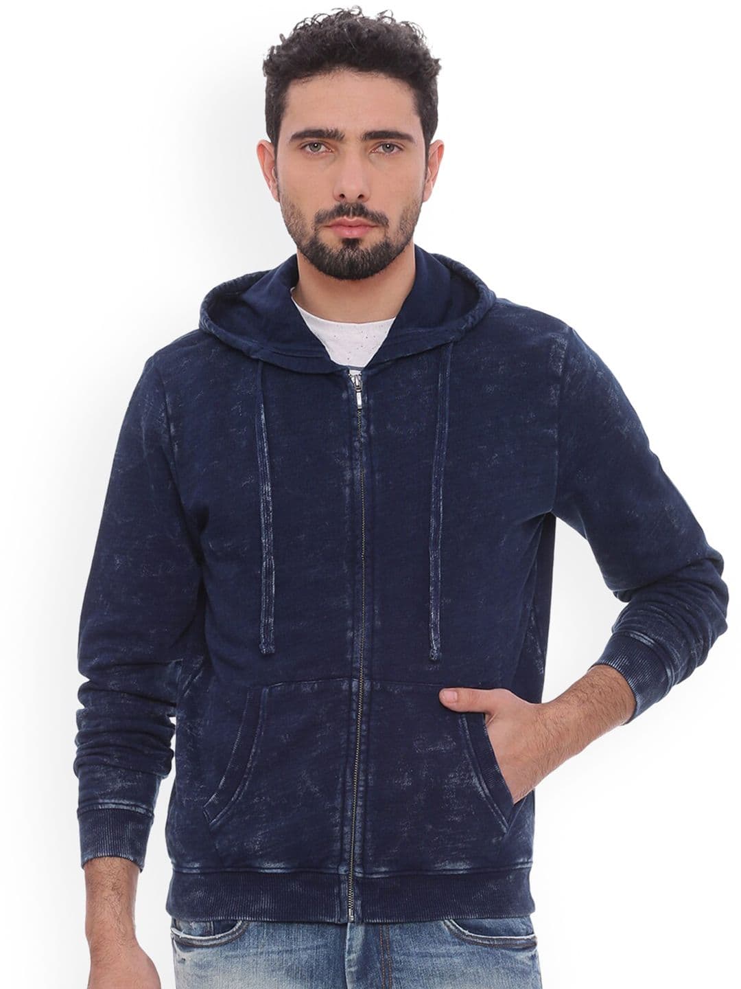 Basics Men Blue Longline Bomber Jacket - view 1