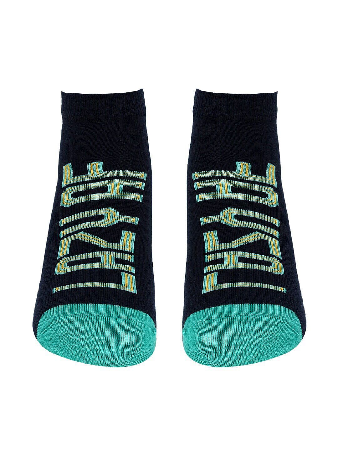 Soxytoes Navy Blue & Sea-Green Patterned Ankle-Length Socks - view 1