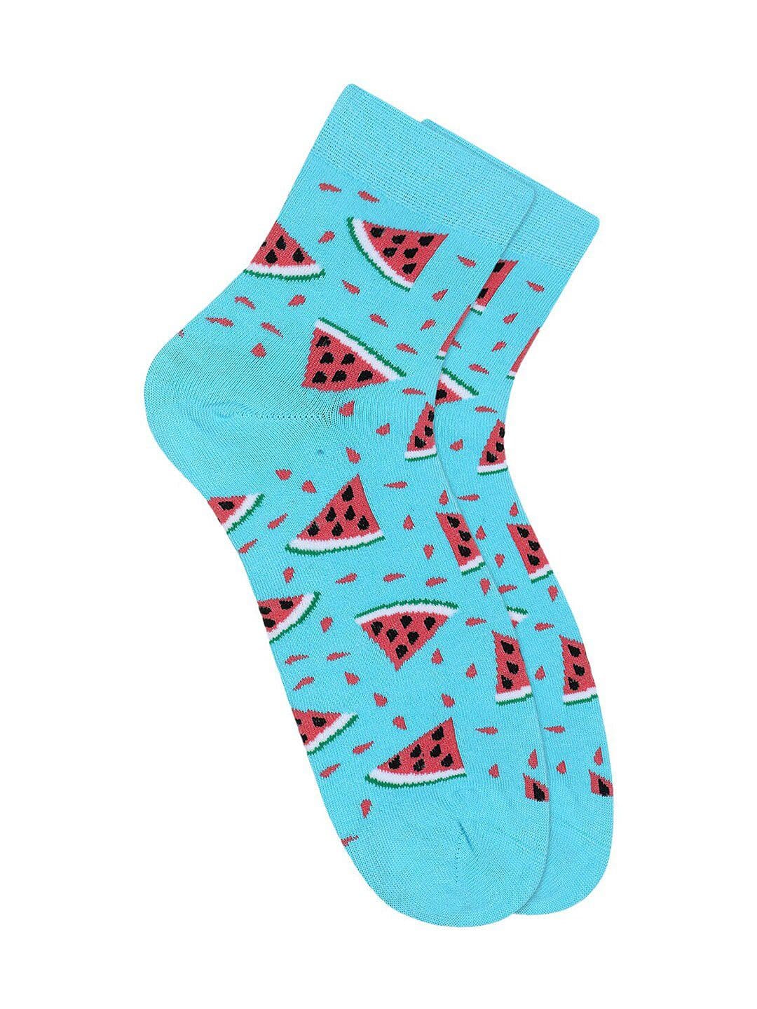 Soxytoes Men Blue & Red Patterned Pure Combed Cotton Ankle-Length Socks - view 1