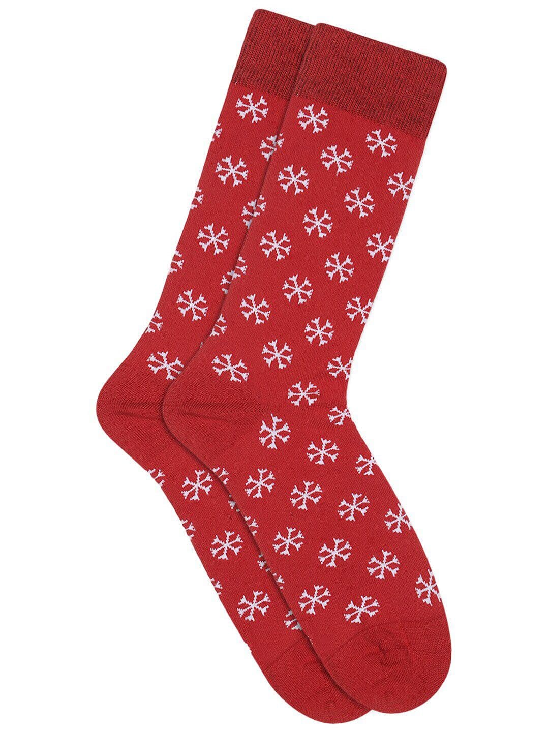 Soxytoes Men Red & White Patterned Pure Combed Cotton Christmas Calf-Length Socks - view 1