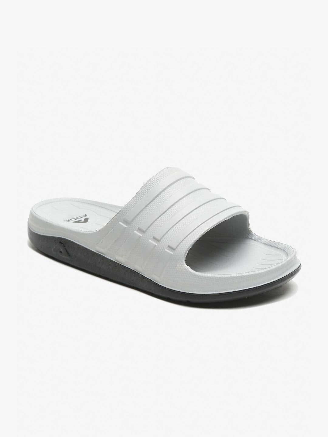 Adda Men Grey Striped Sliders - view 1