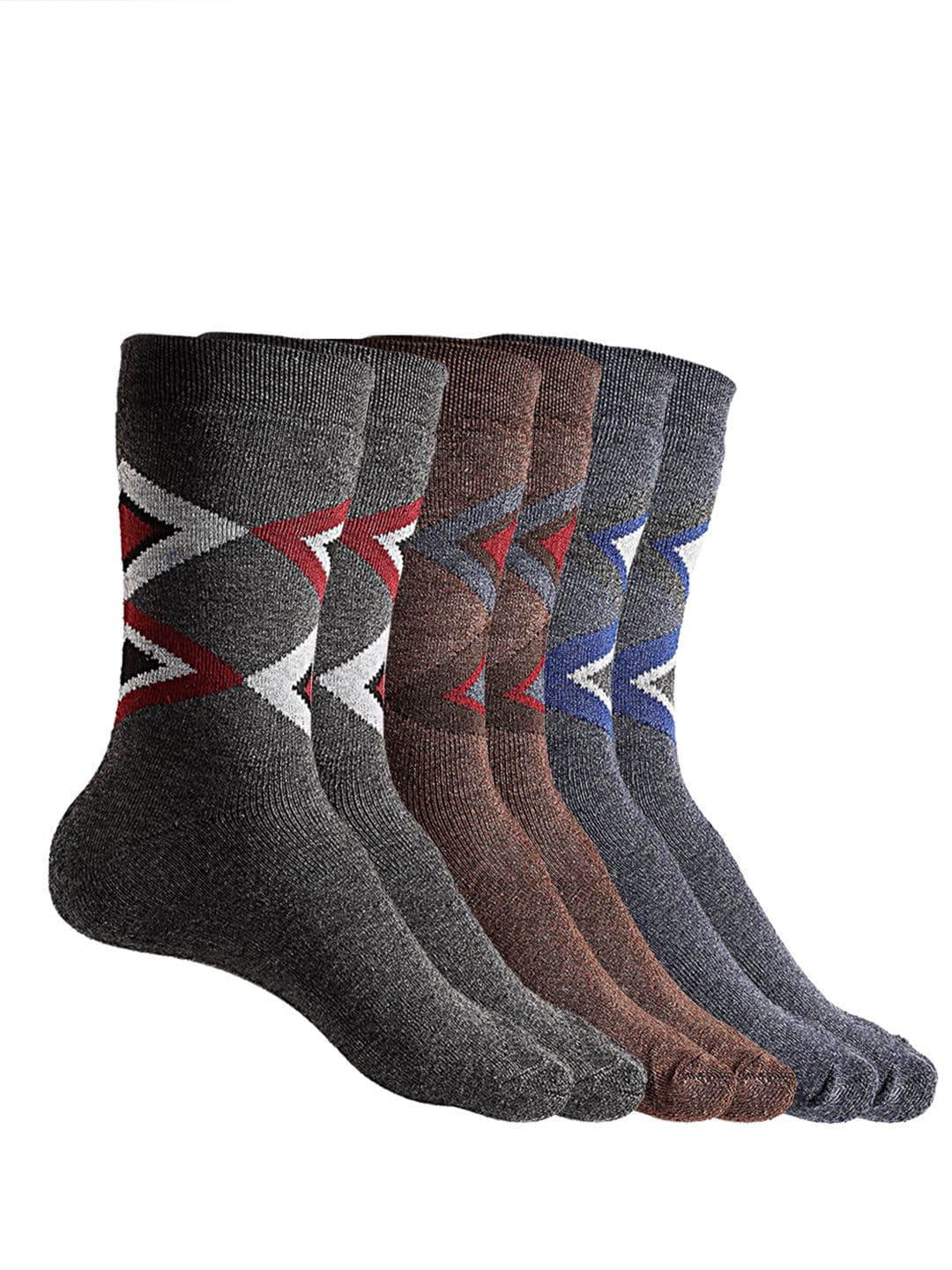 Texlon Men Pack Of 3 Assorted Calf-Length Socks - view 1