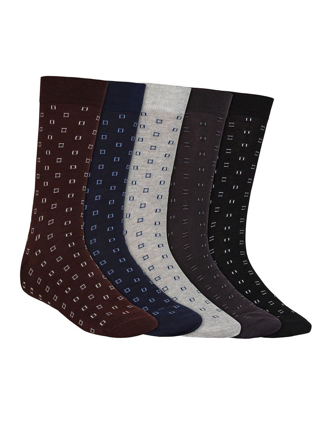 SIDEWOK Men Pack of 5 Self Design Pure Combed Cotton Calf Length Socks - view 1