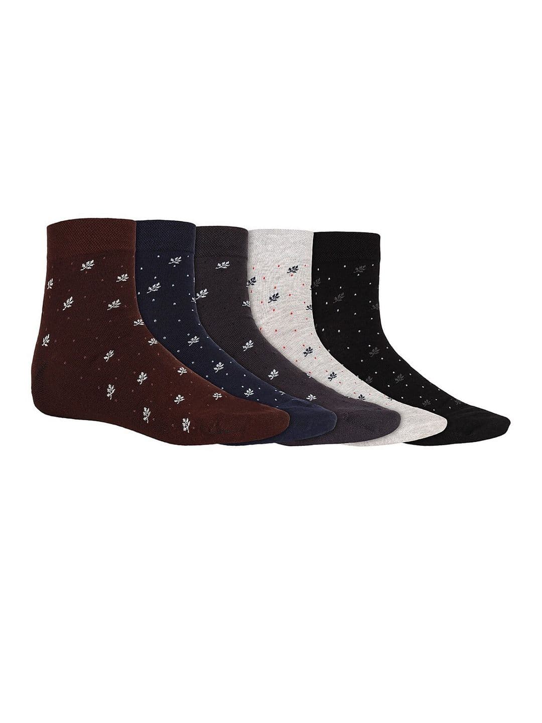 SIDEWOK Men Pack Of 5 Patterned Pure Combed Cotton Ankle-Length Socks - view 1