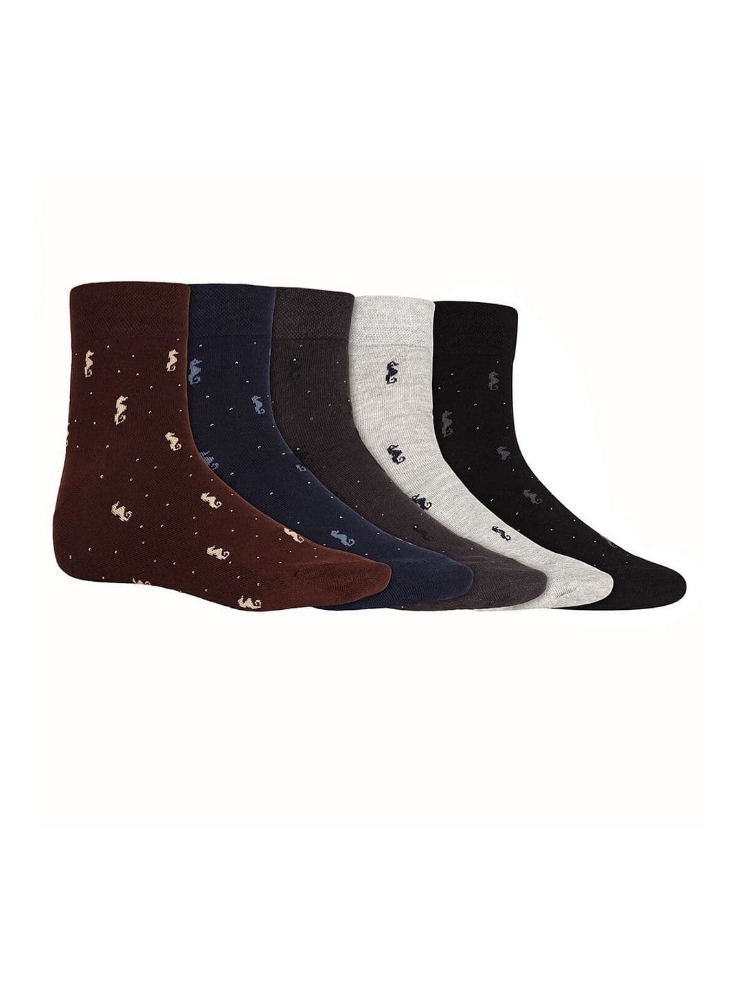SIDEWOK Men Pack Of 5 Patterned Pure Combed Cotton Above Ankle-Length Socks - view 1