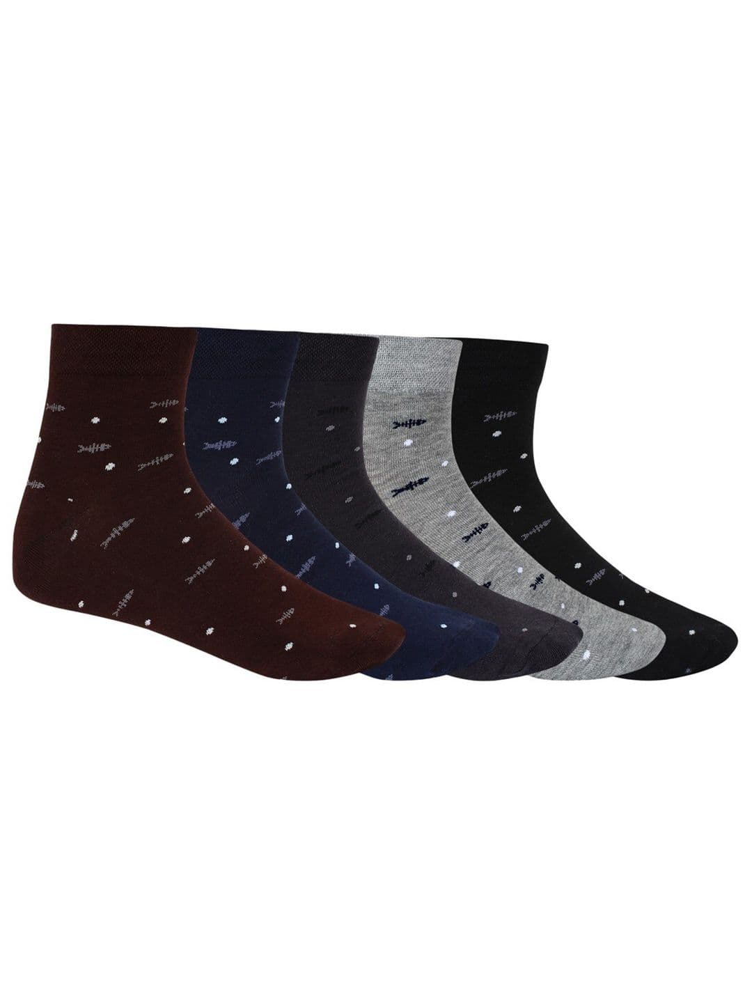 SIDEWOK Men Pack of 5 Self Design Pure Combed Cotton Ankle Length Socks - view 1