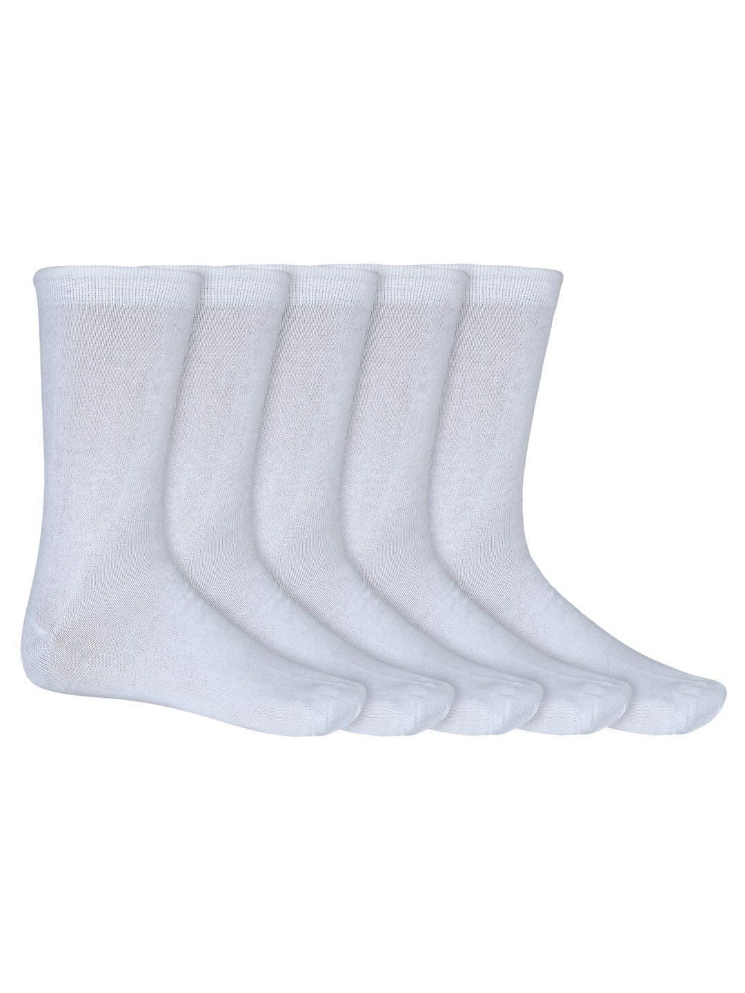 SIDEWOK Men Pack Of 5 White Solid Pure Combed Cotton Ankle-Length Socks - view 1