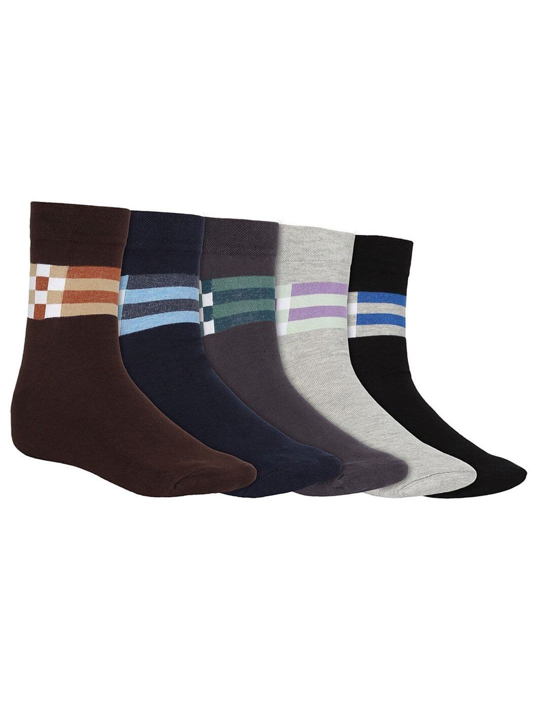 SIDEWOK Men Pack of 5 Self Design Pure Combed Cotton Calf Length Socks - view 1