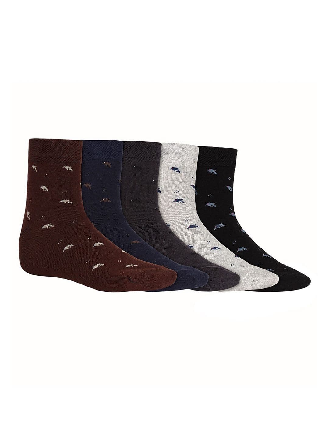 SIDEWOK Men Pack Of 5 Patterned Pure Combed Cotton Ankle-Length Socks - view 1