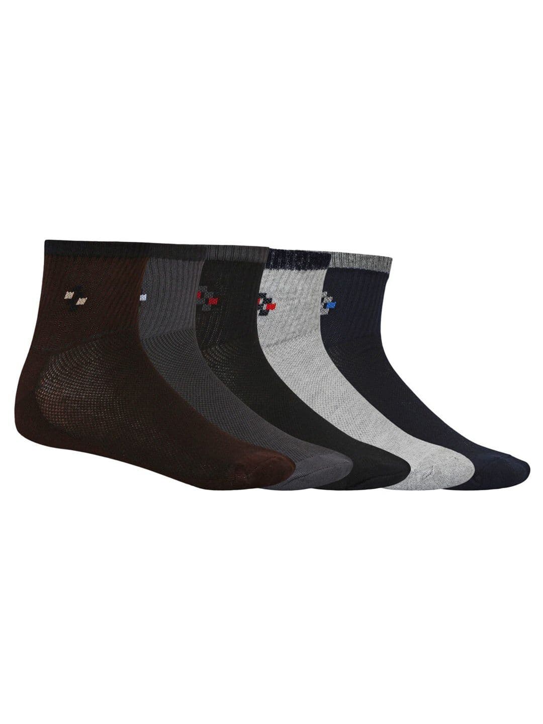 SIDEWOK Men Pack Of 5 Solid Pure Combed Cotton Ankle-Length Socks - view 1
