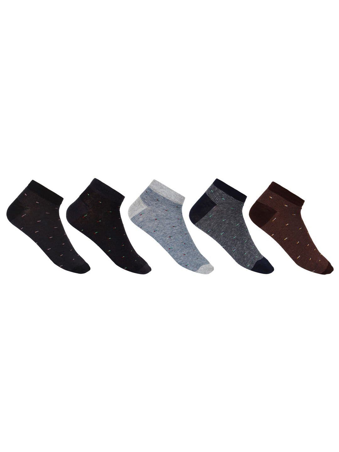 SIDEWOK Men Pack of 5 Patterned Ankle Length Pure Combed Cotton Socks - view 1