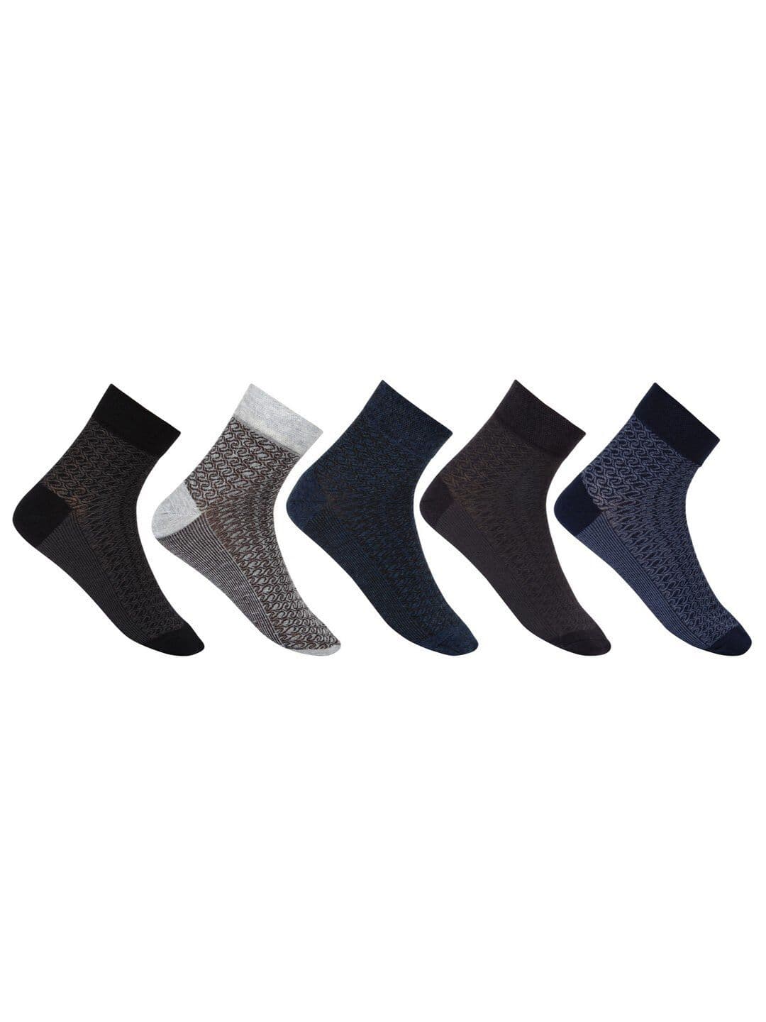 SIDEWOK Men Pack Of 5 Patterned Pure Combed Cotton Ankle-Length Socks - view 1