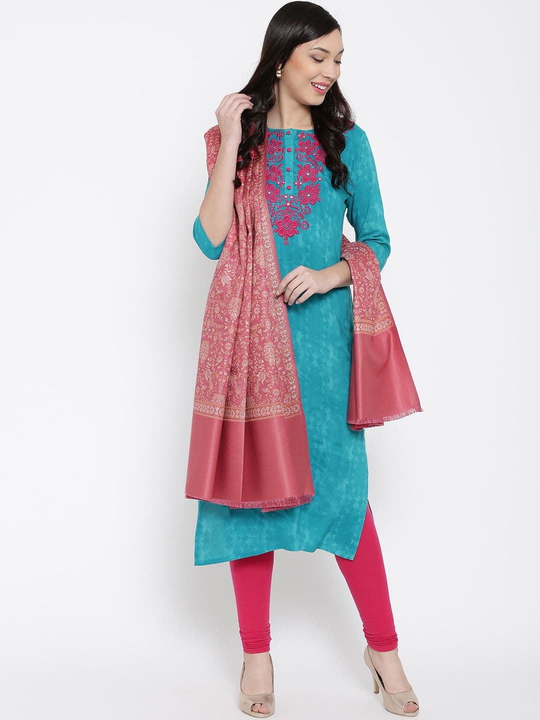 WEAVERS VILLA Women Floral Woven Design Winter Shawl - view 1