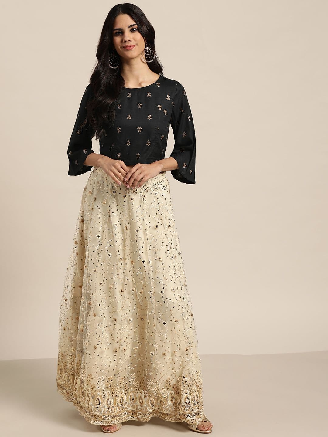 Juniper Stylish Black Embellished Ready to Wear Lehenga Choli - view 1