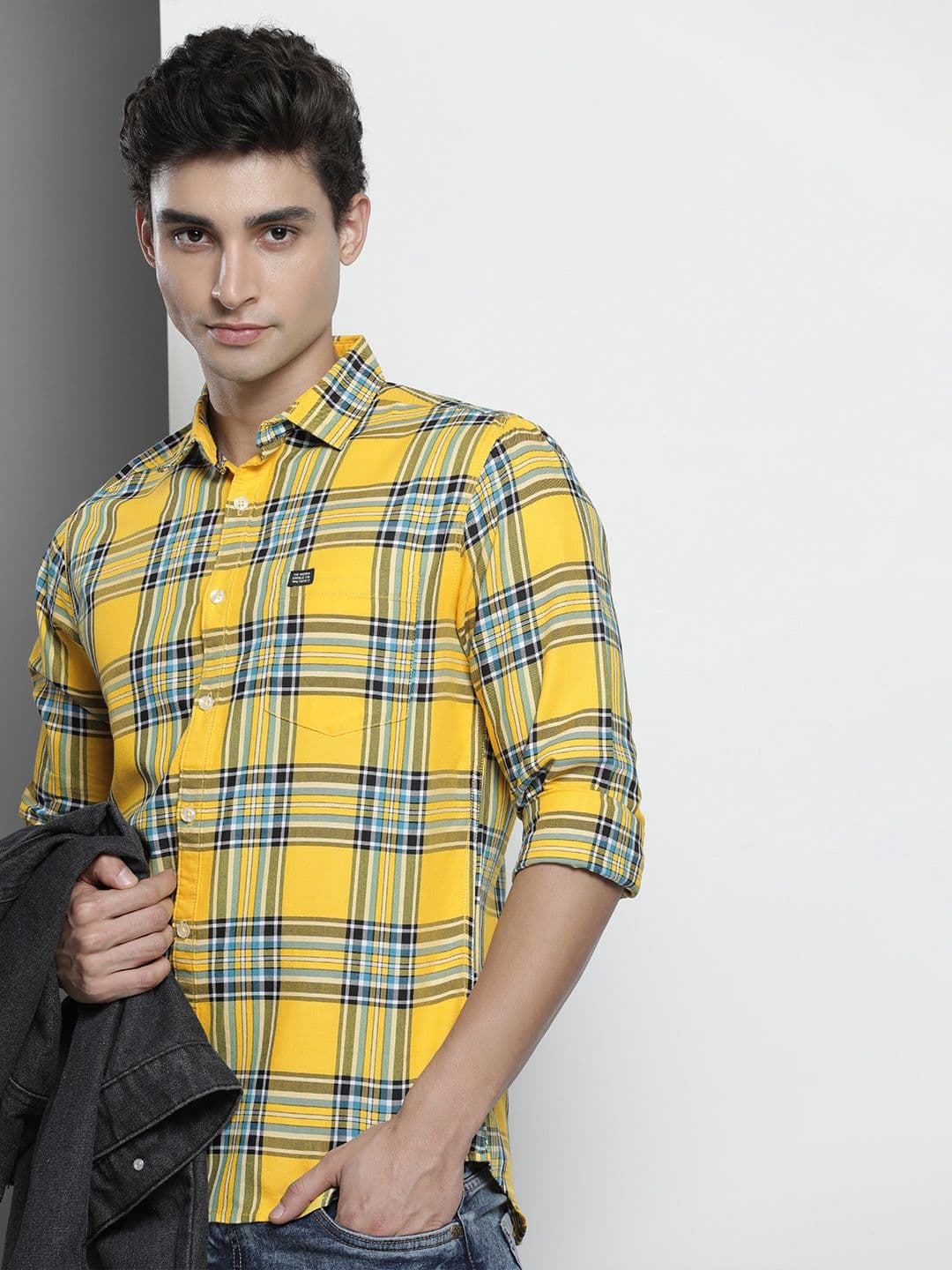 The Indian Garage Co Men Yellow Tartan Checked Casual Shirt - view 1