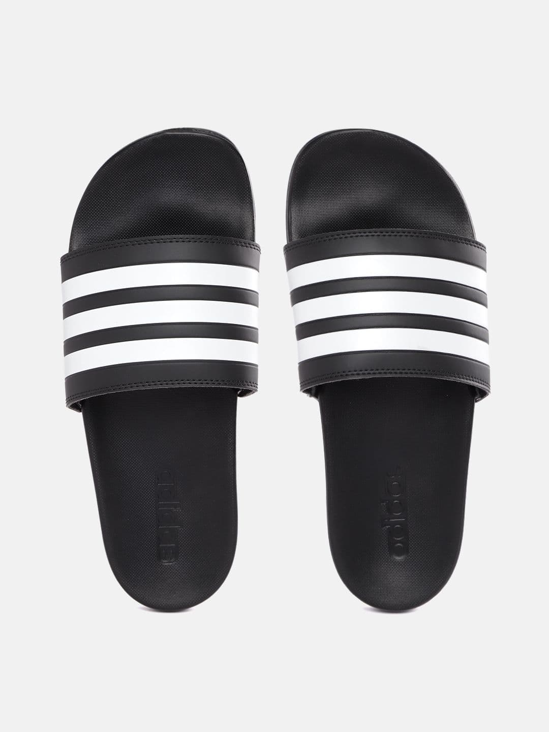 ADIDAS Unisex Black & White Striped Adilette Comfort Sliders - view 1