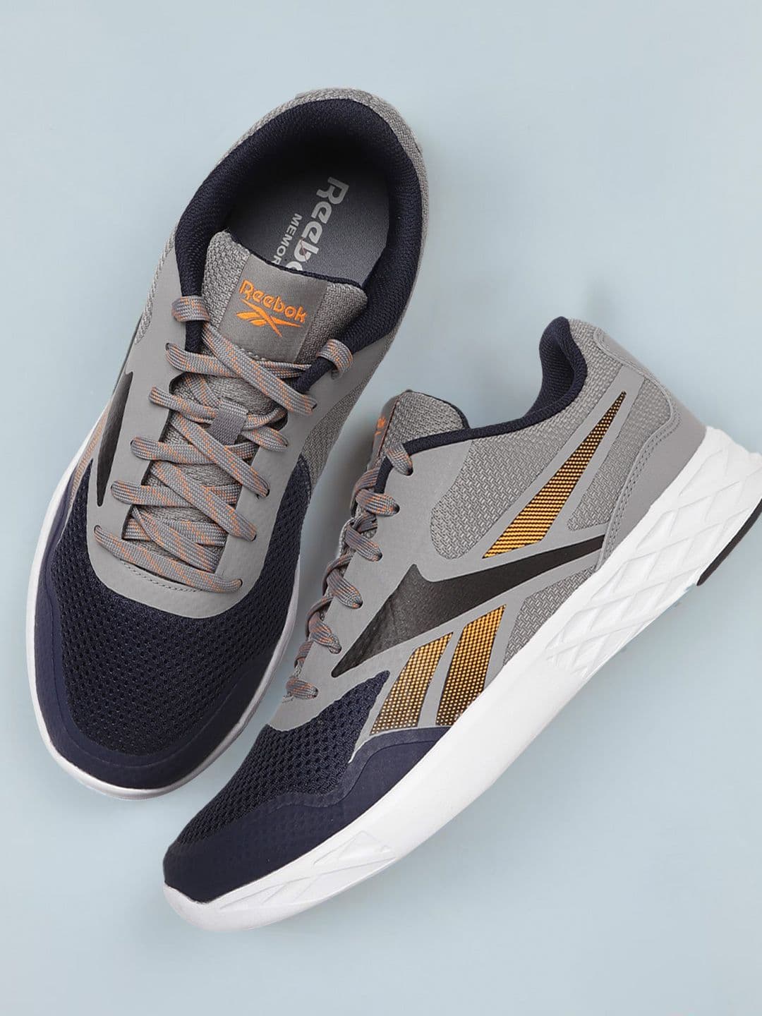 Reebok Men Navy Blue & Grey Woven Design Smart Trek Running Shoes - view 1
