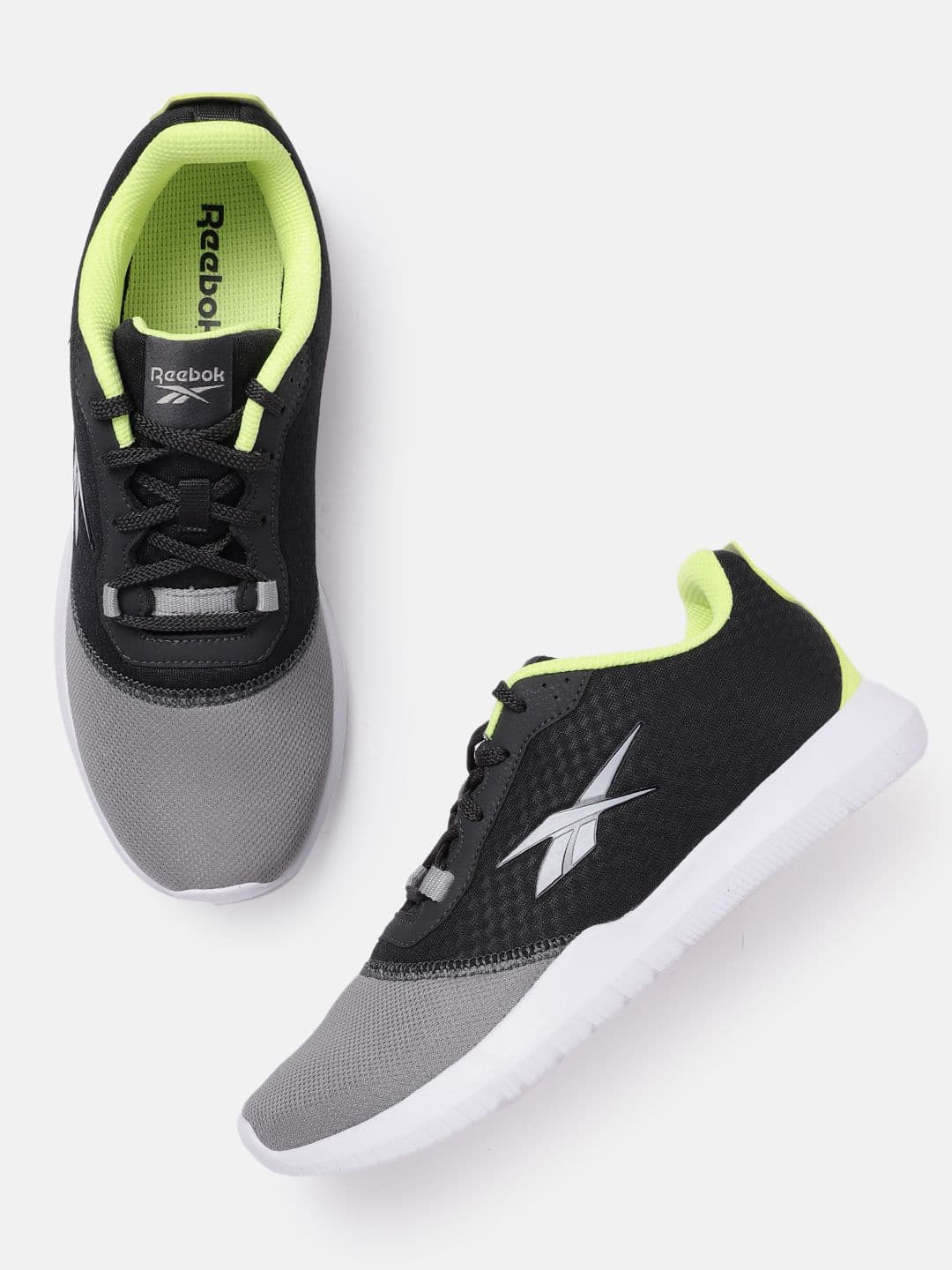 Reebok Men Black & Grey Woven Design Edgility Runner Shoes - view 1